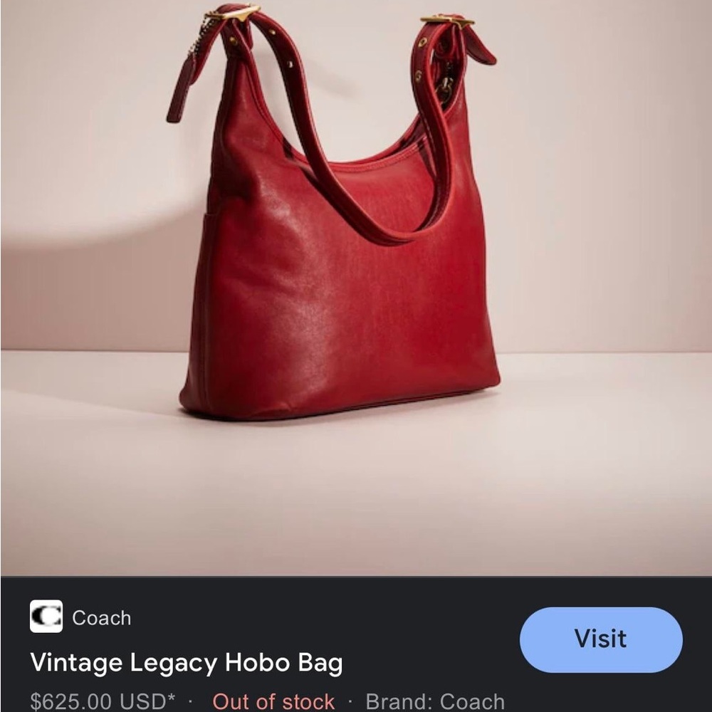 Vintage Red Leather Coach Hobo Bag